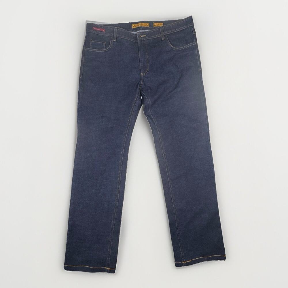 Enzo Tovare Mens 38 x 29 Dark Wash Slim Straight Stretch Denim Jeans Blue